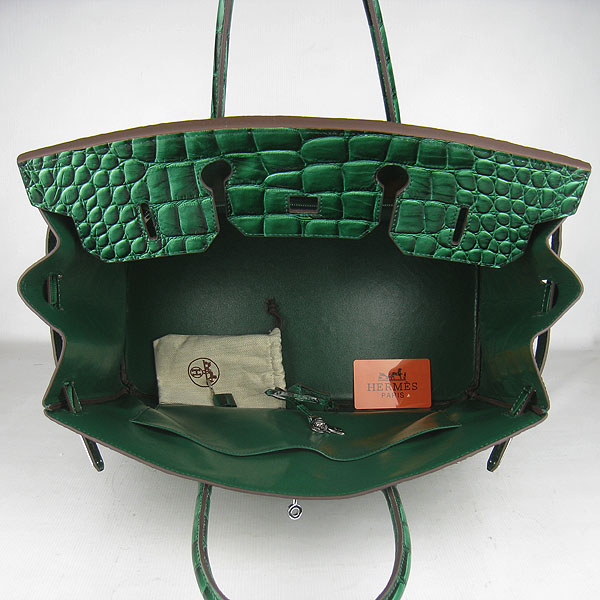 Replica Hermes Birkin 40CM Crocodile Veins Leather Bag Dark Green 6099 Online